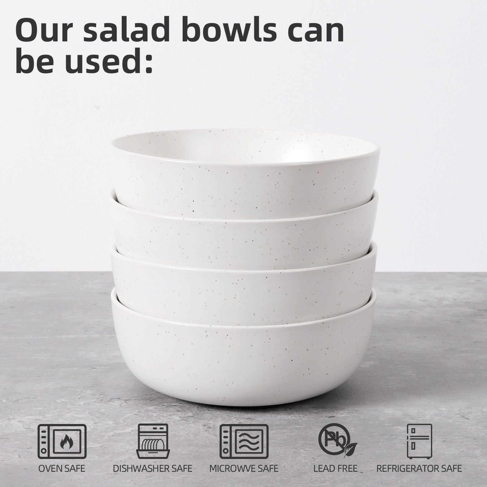 Ceramic Bowls For Kitchen, 27oz  Bowl Set Of 4  For Cereal, Salad, Pas