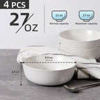 Ceramic Bowls For Kitchen, 27oz  Bowl Set Of 4  For Cereal, Salad, Pas