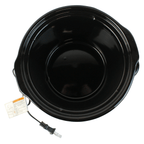 Top-down interior view of the empty black ceramic stoneware crock liner inside the Better Chef 3-quart slow cooker.