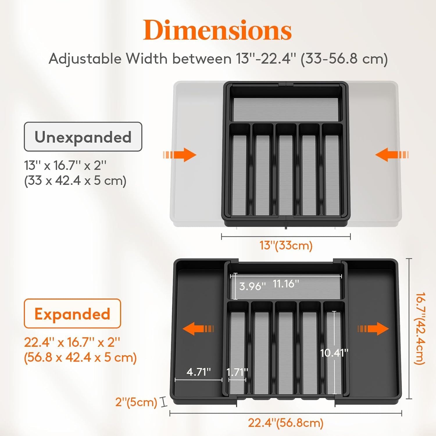 Silverware Drawer Organizer, Expandable Utensil Tray for Kitchen, BPA